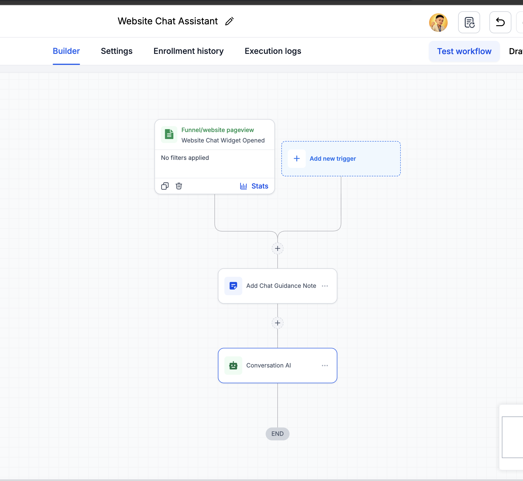 AI Website Chat Assistant workflow diagram